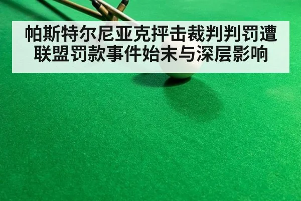 帕斯特尔尼亚克抨击裁判判罚遭联盟罚款事件始末与深层影响